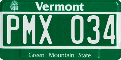 VT license plate PMX034