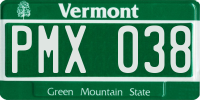 VT license plate PMX038