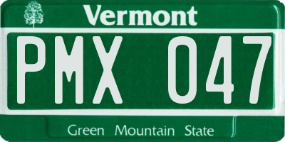 VT license plate PMX047