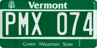 VT license plate PMX074
