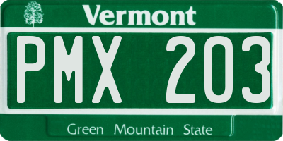 VT license plate PMX203