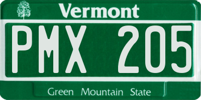 VT license plate PMX205