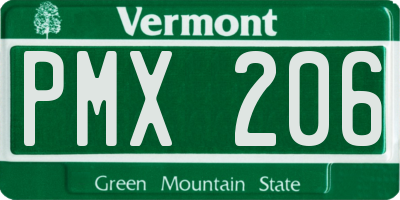 VT license plate PMX206