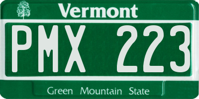 VT license plate PMX223