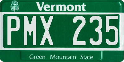 VT license plate PMX235