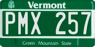 VT license plate PMX257