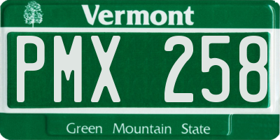 VT license plate PMX258