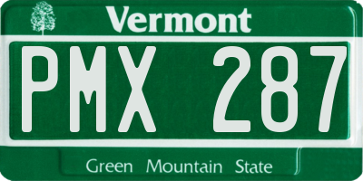 VT license plate PMX287