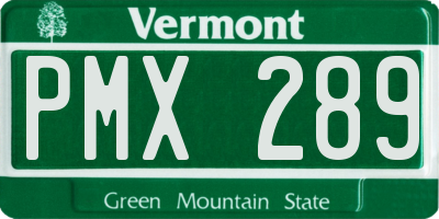 VT license plate PMX289