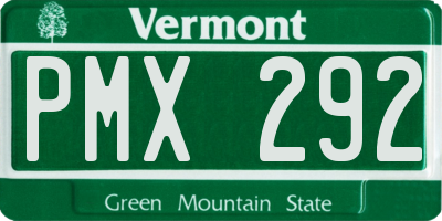 VT license plate PMX292