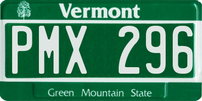 VT license plate PMX296