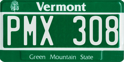 VT license plate PMX308
