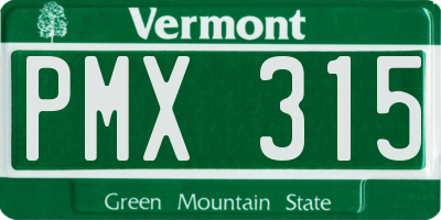 VT license plate PMX315