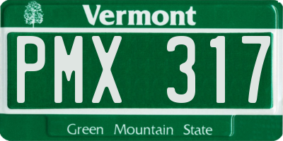 VT license plate PMX317