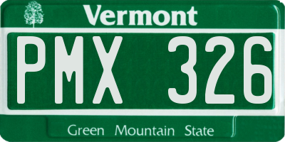 VT license plate PMX326