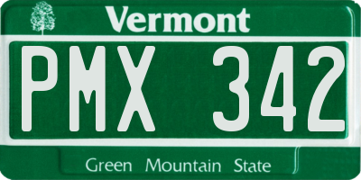 VT license plate PMX342