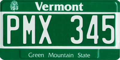VT license plate PMX345