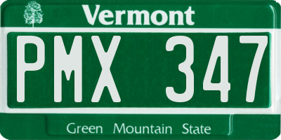 VT license plate PMX347