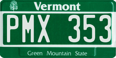 VT license plate PMX353