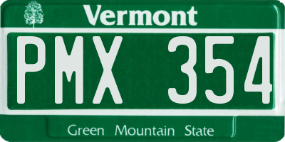 VT license plate PMX354