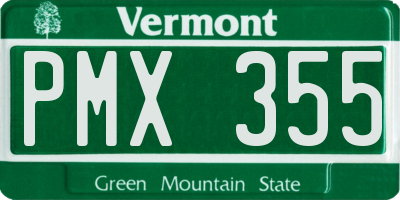 VT license plate PMX355