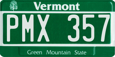 VT license plate PMX357