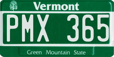 VT license plate PMX365