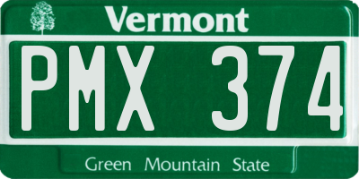 VT license plate PMX374