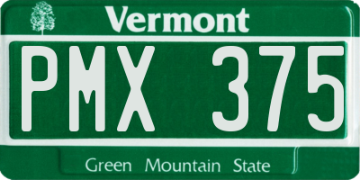 VT license plate PMX375
