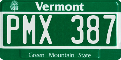VT license plate PMX387