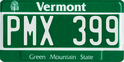 VT license plate PMX399