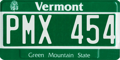 VT license plate PMX454