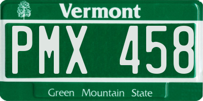 VT license plate PMX458