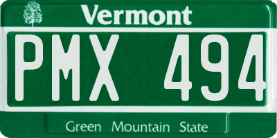 VT license plate PMX494