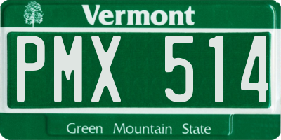VT license plate PMX514