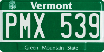 VT license plate PMX539