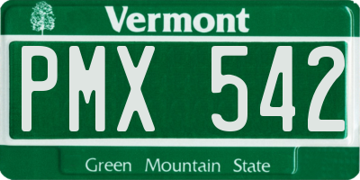 VT license plate PMX542