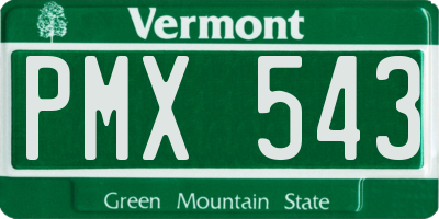 VT license plate PMX543