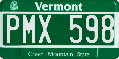 VT license plate PMX598