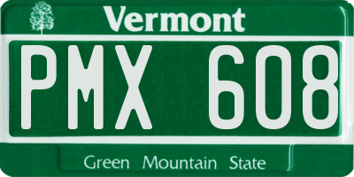 VT license plate PMX608