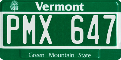 VT license plate PMX647