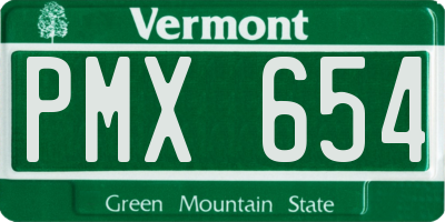 VT license plate PMX654