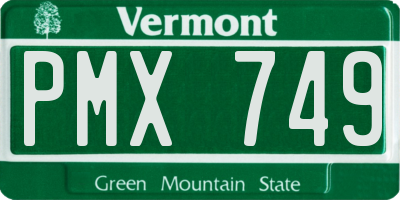 VT license plate PMX749