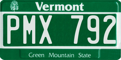 VT license plate PMX792
