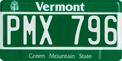 VT license plate PMX796