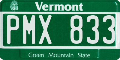 VT license plate PMX833