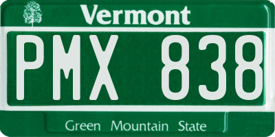 VT license plate PMX838