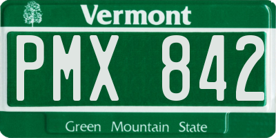 VT license plate PMX842