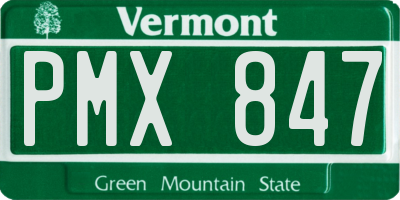 VT license plate PMX847