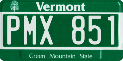 VT license plate PMX851